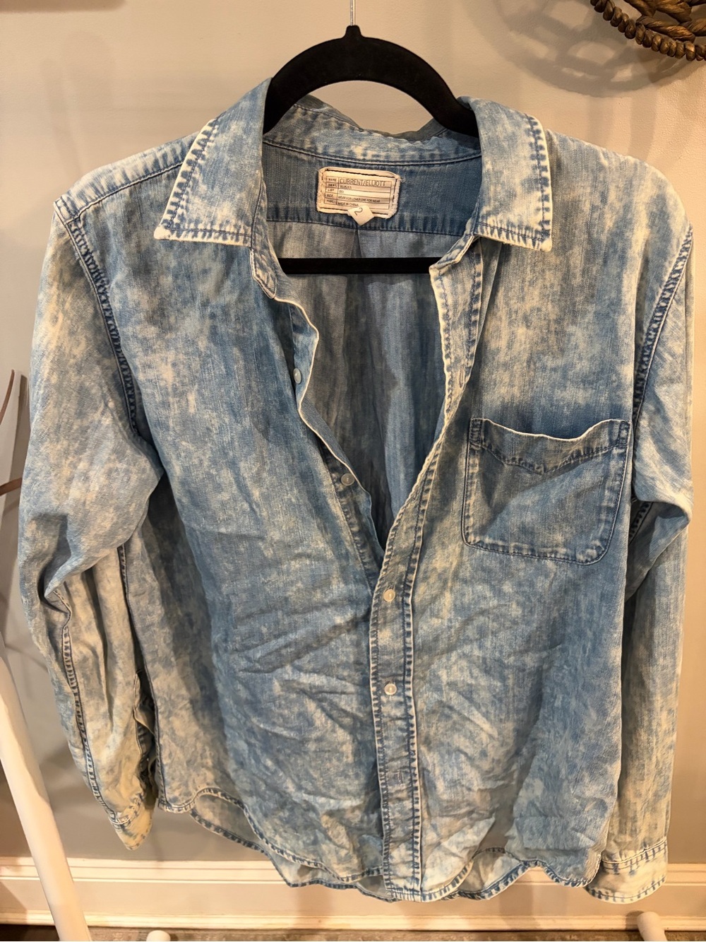 Current/Elliott Light Blue Acid Wash Denim button down Shirt size 2/small